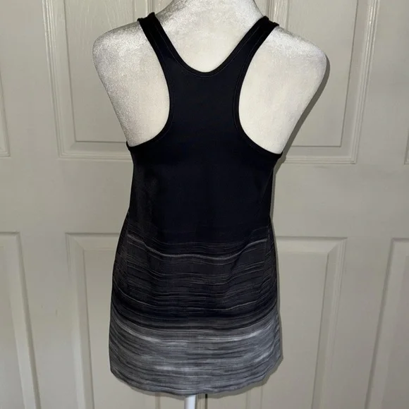 Norma Kamali Black Ombre Striped Active Racerback Tank - Picture 2 of 5
